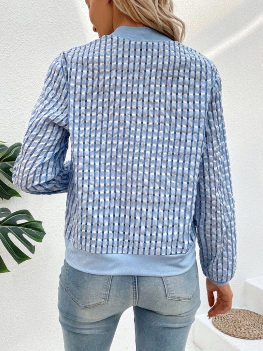 Zip Up Long Sleeve Jacket - Outerwear