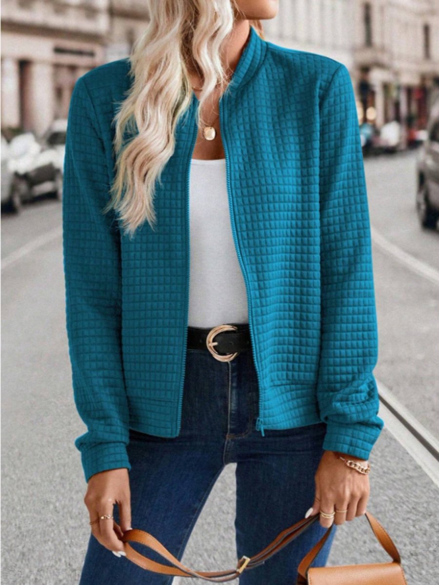 Zip Up Long Sleeve Jacket - Outerwear