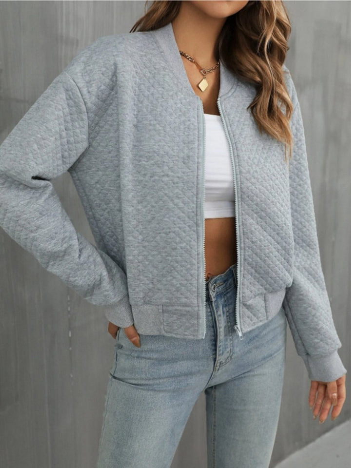 Zip Up Long Sleeve Jacket - Outerwear