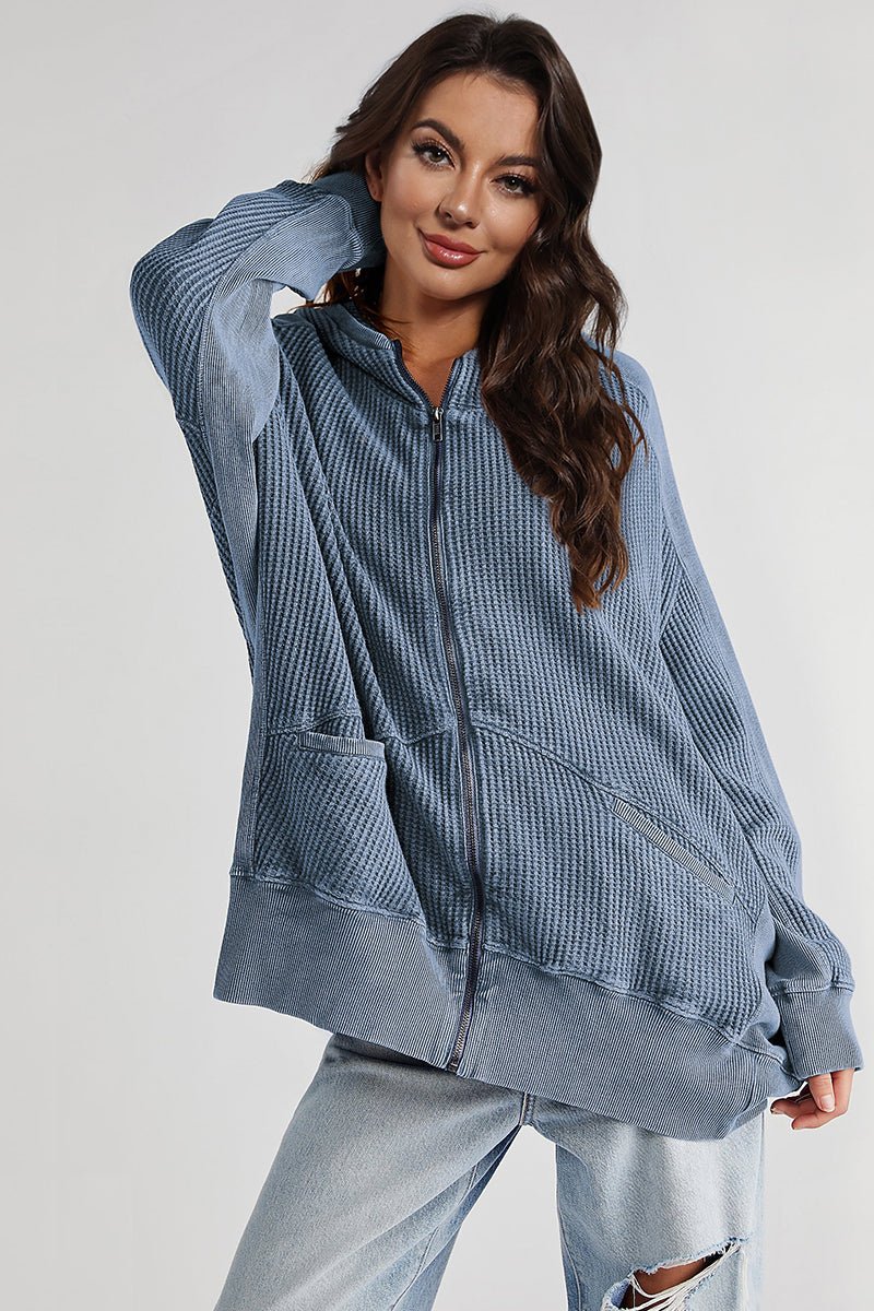 Zip - Up Long Sleeve Jacket - Outerwear