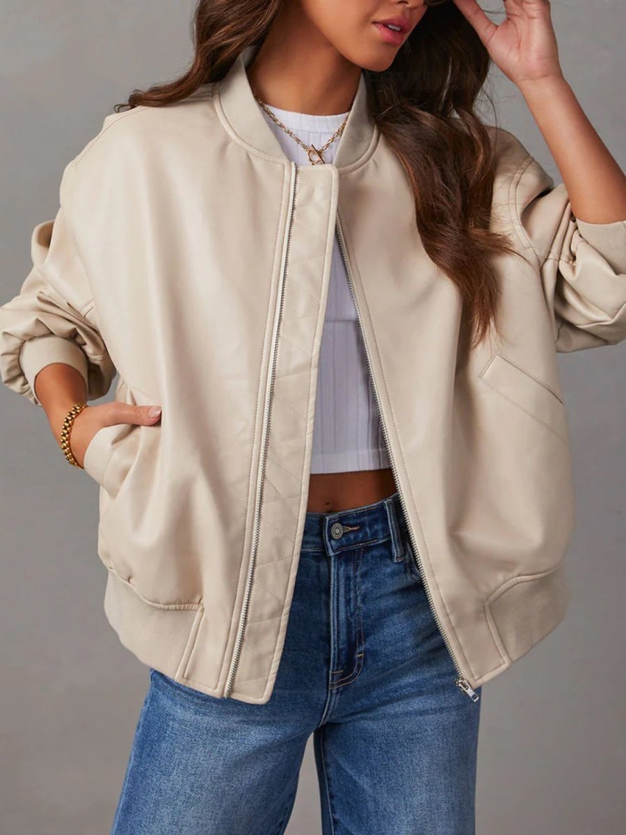 Zip Up Long Sleeve Jacket - Outerwear