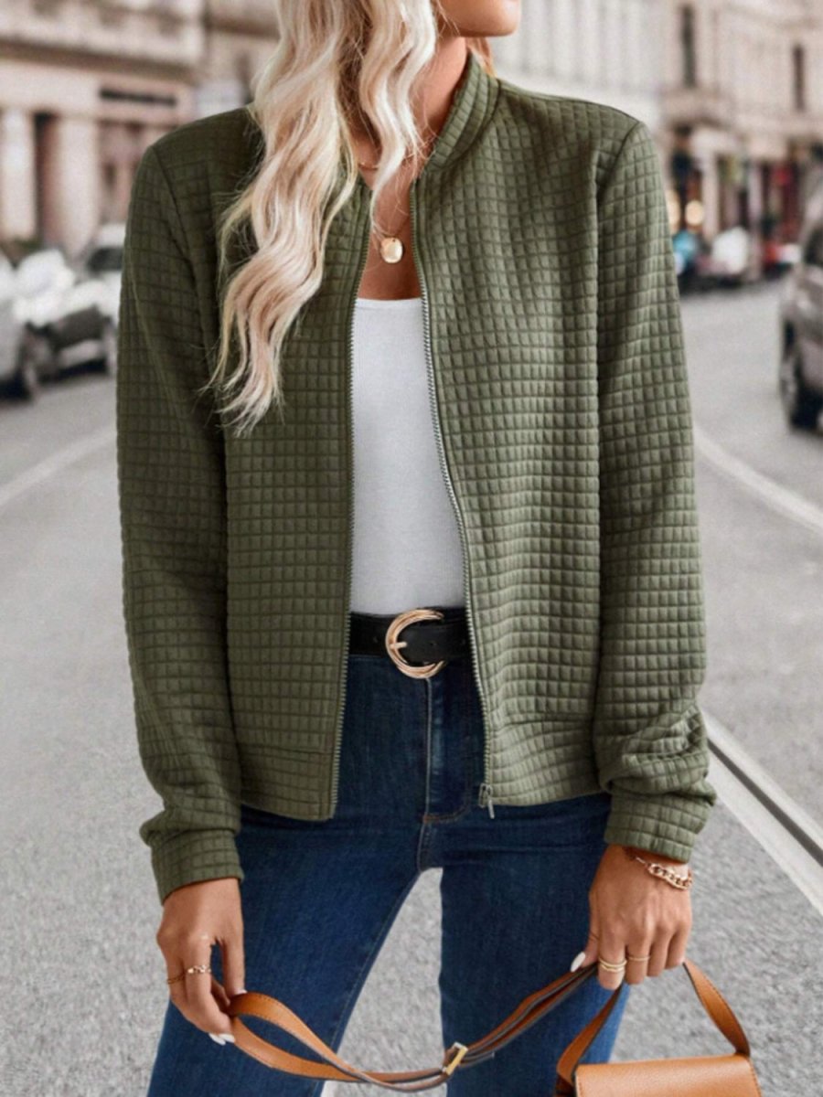 Zip Up Long Sleeve Jacket - Outerwear