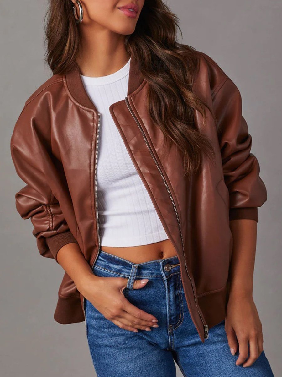 Zip Up Long Sleeve Jacket - Outerwear