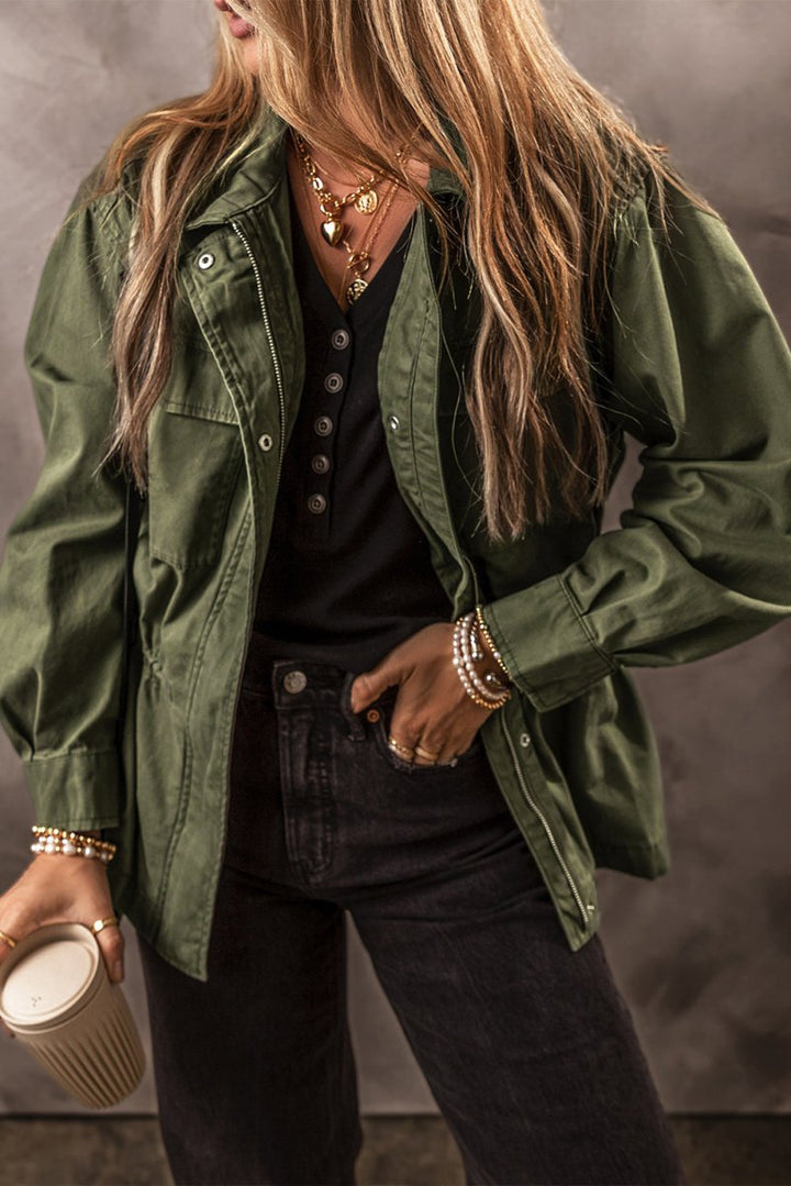 Zip Up Long Sleeve Jacket - Outerwear