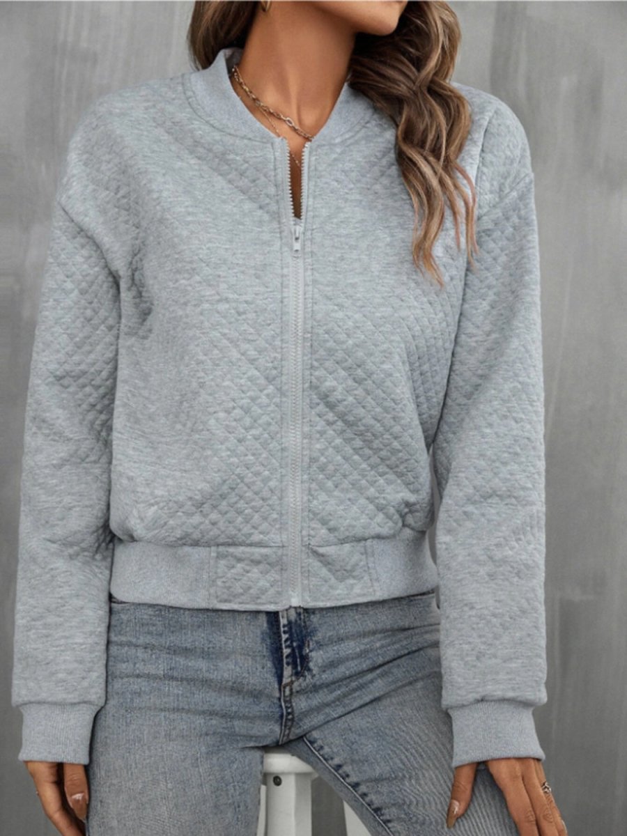 Zip Up Long Sleeve Jacket - Outerwear