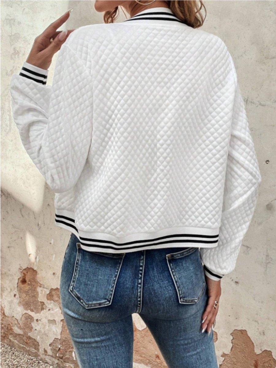 Zip Up Long Sleeve Jacket - Outerwear