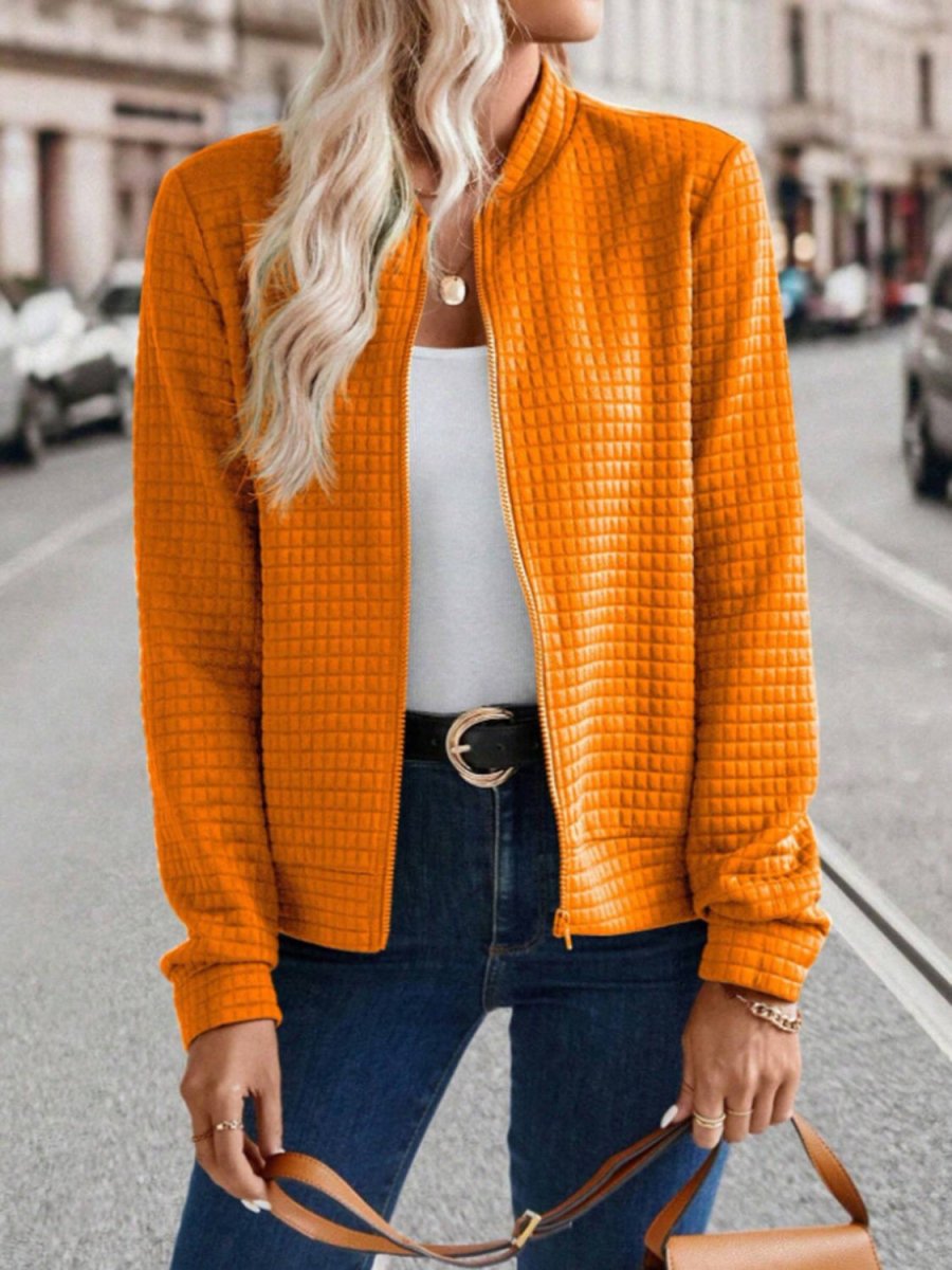 Zip Up Long Sleeve Jacket - Outerwear