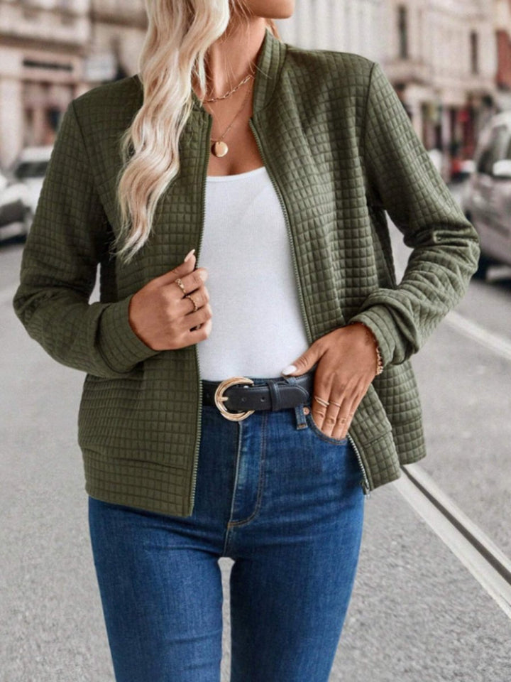 Zip Up Long Sleeve Jacket - Outerwear