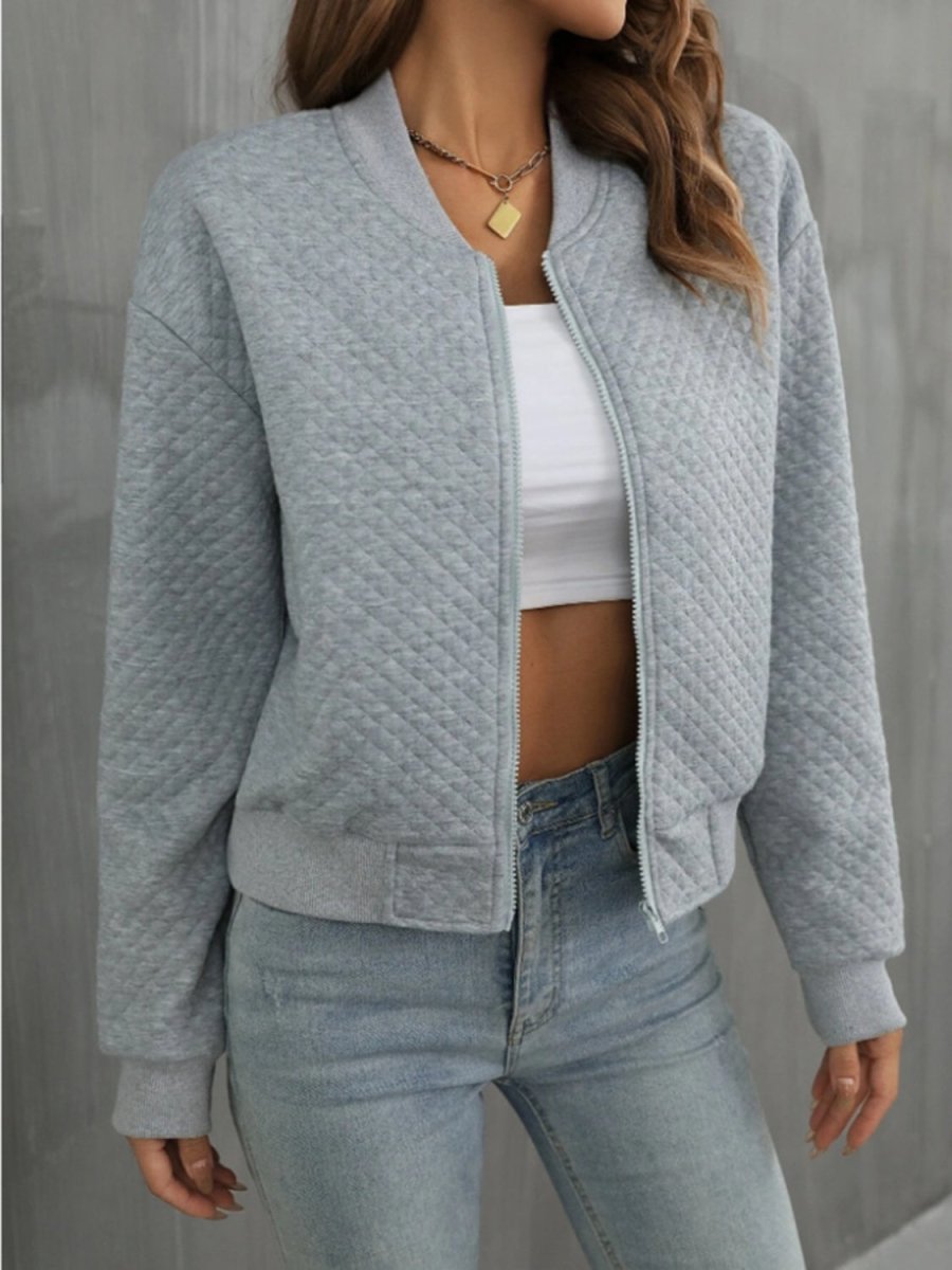 Zip Up Long Sleeve Jacket - Outerwear