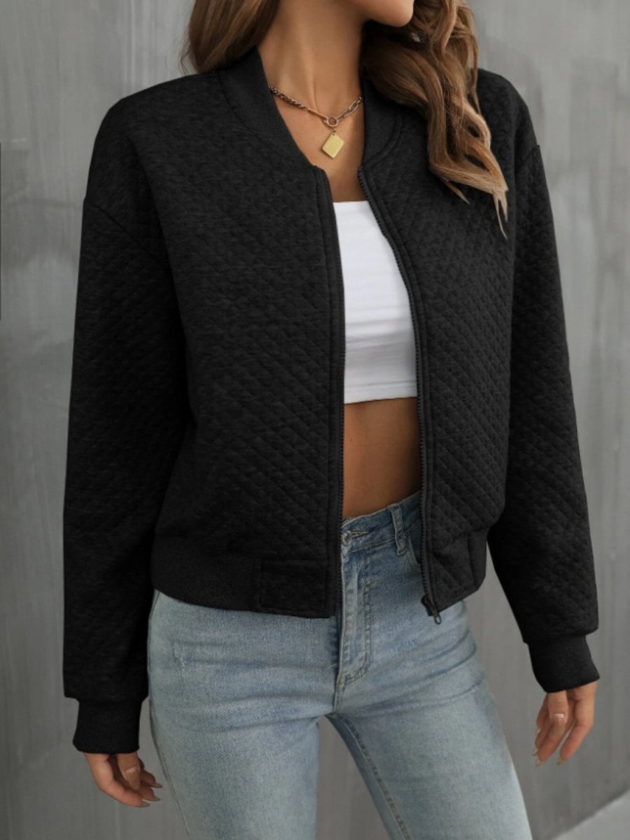 Zip Up Long Sleeve Jacket - Outerwear