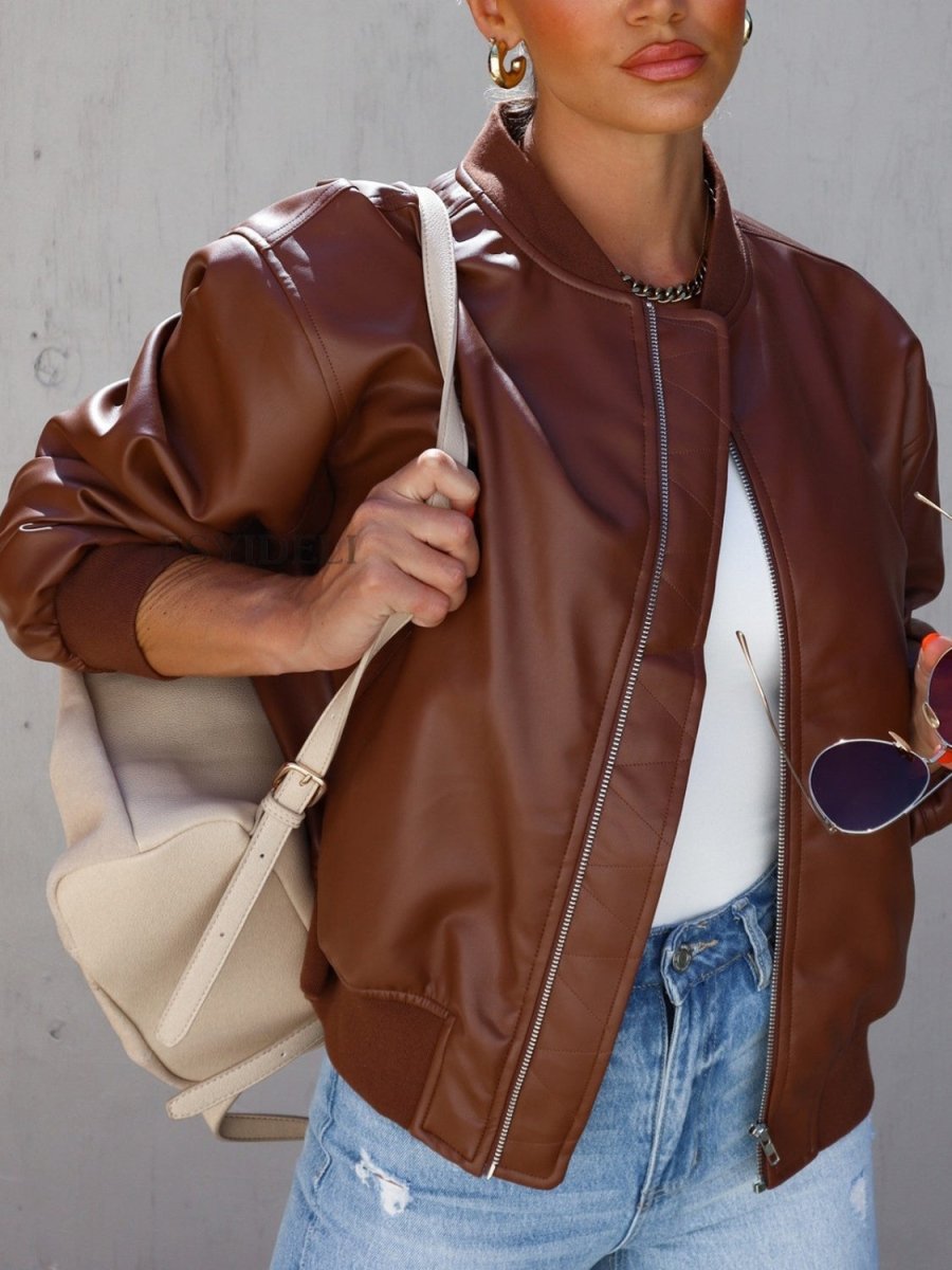 Zip Up Long Sleeve Jacket - Outerwear