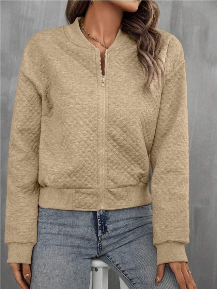 Zip Up Long Sleeve Jacket - Outerwear