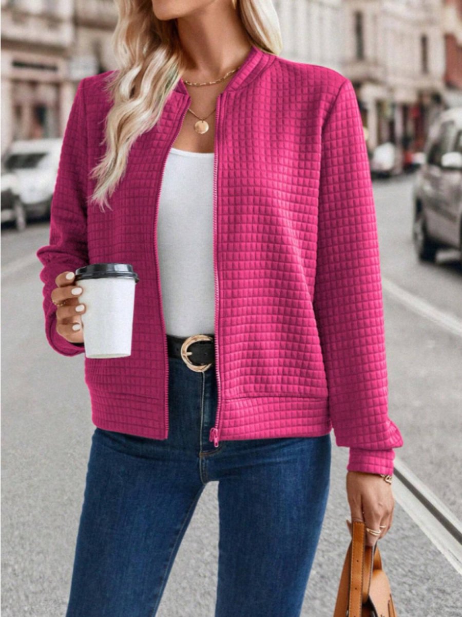 Zip Up Long Sleeve Jacket - Outerwear