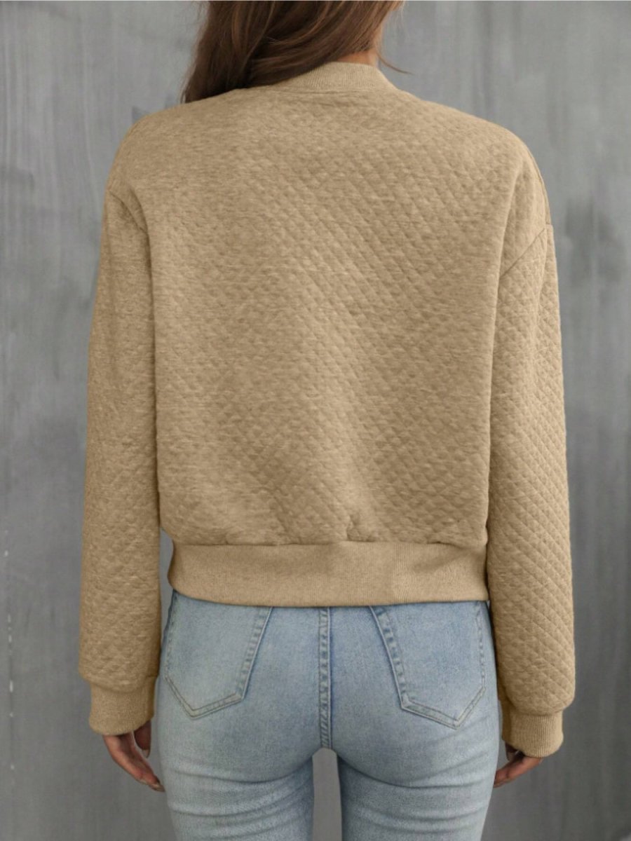 Zip Up Long Sleeve Jacket - Outerwear