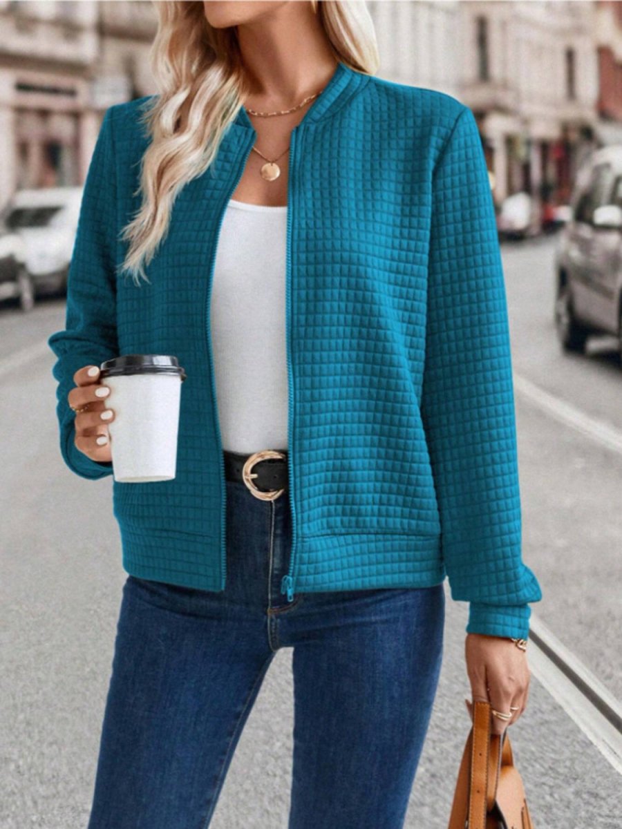 Zip Up Long Sleeve Jacket - Outerwear