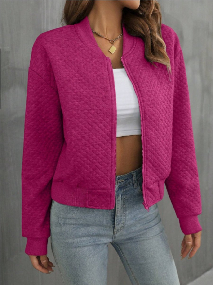Zip Up Long Sleeve Jacket - Outerwear