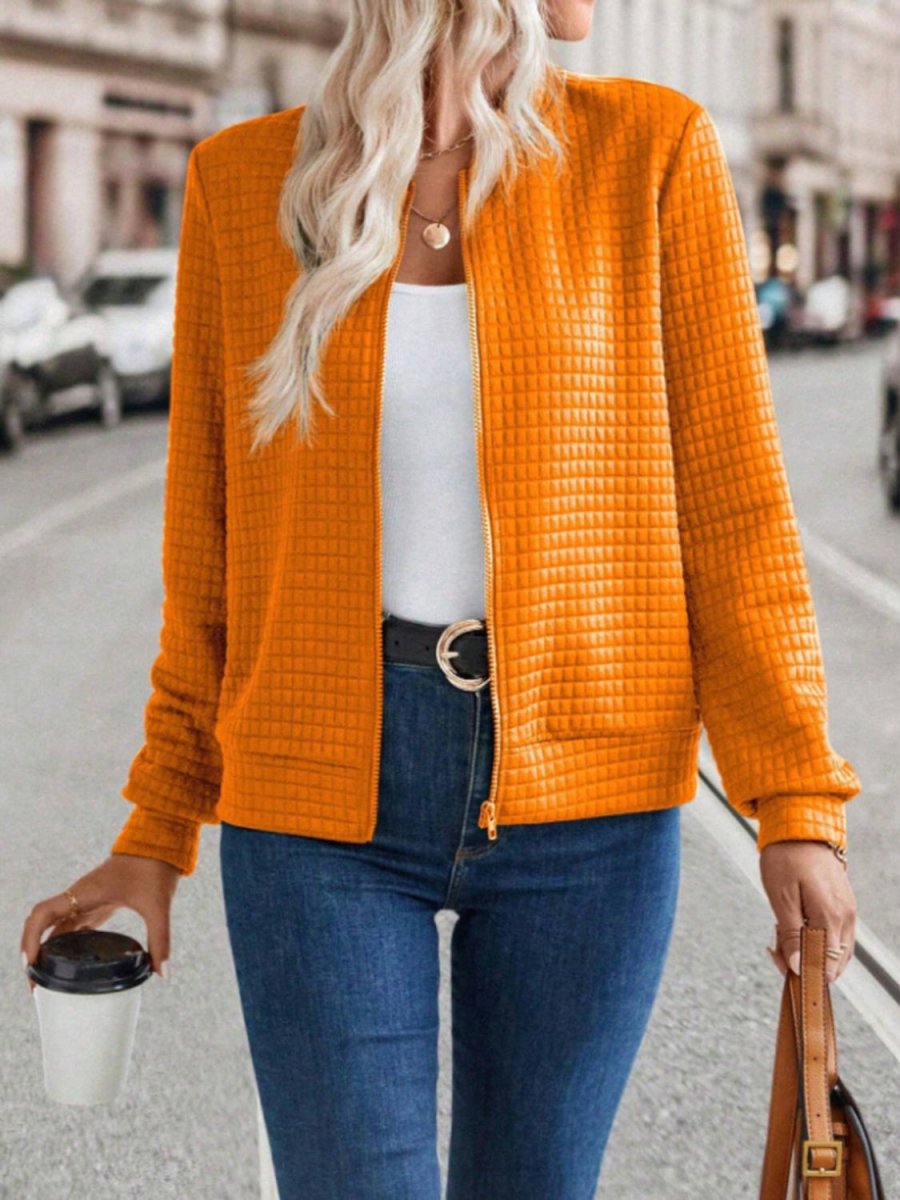 Zip Up Long Sleeve Jacket - Outerwear