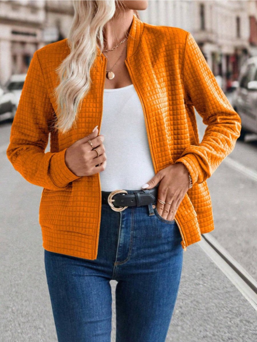 Zip Up Long Sleeve Jacket - Outerwear