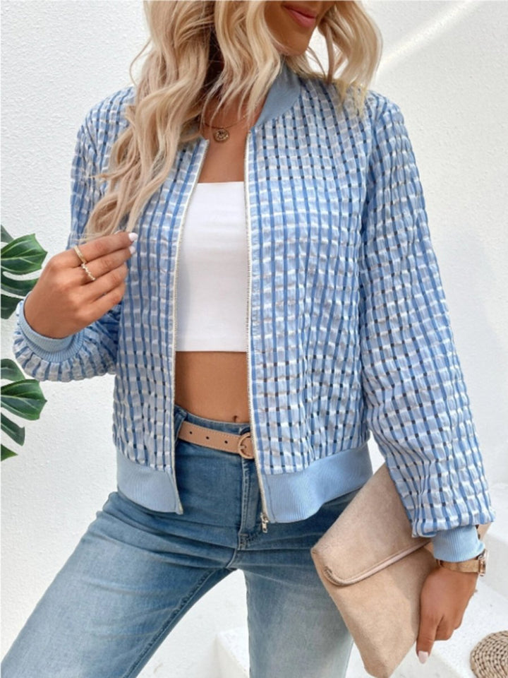 Zip Up Long Sleeve Jacket - Outerwear