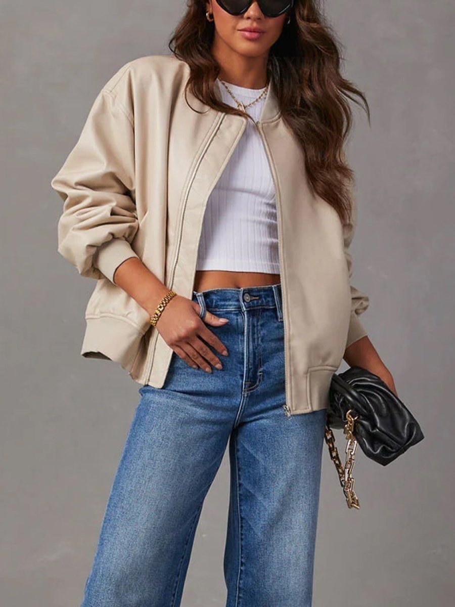 Zip Up Long Sleeve Jacket - Outerwear