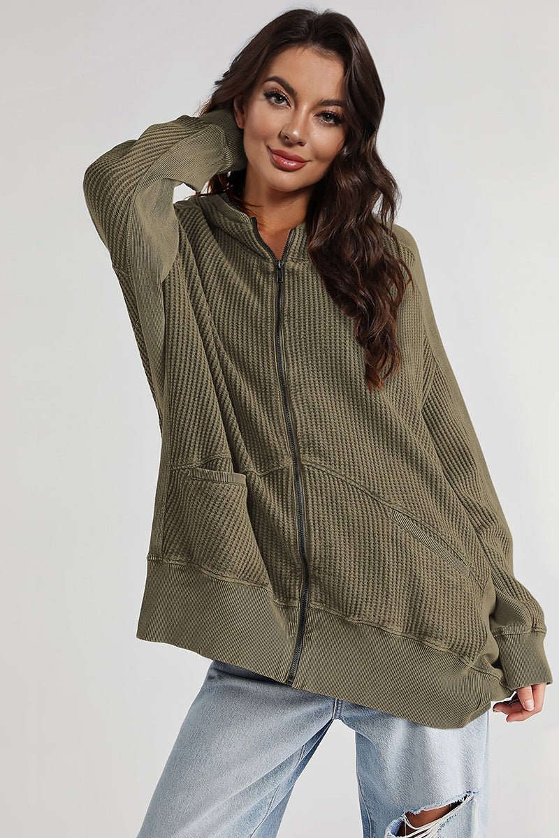 Zip - Up Long Sleeve Jacket - Outerwear