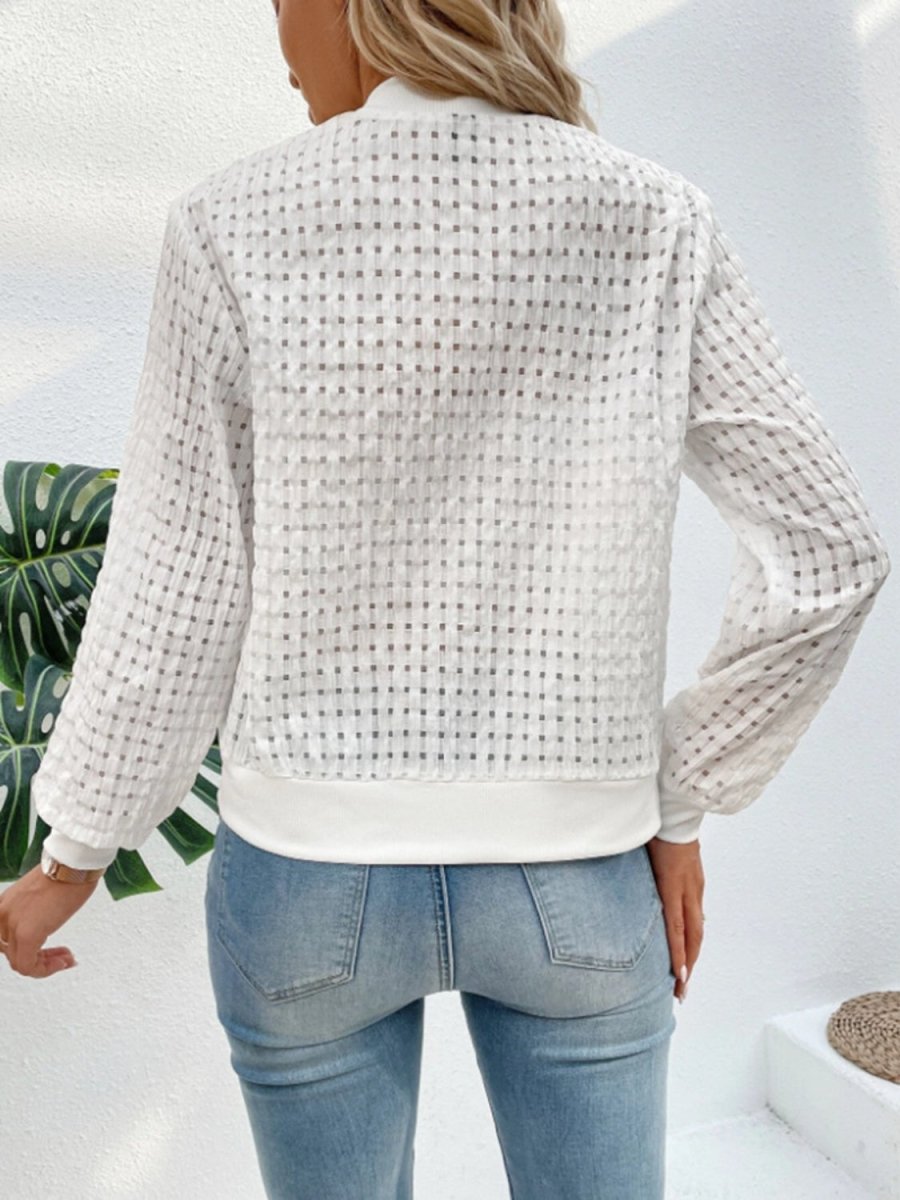 Zip Up Long Sleeve Jacket - Outerwear