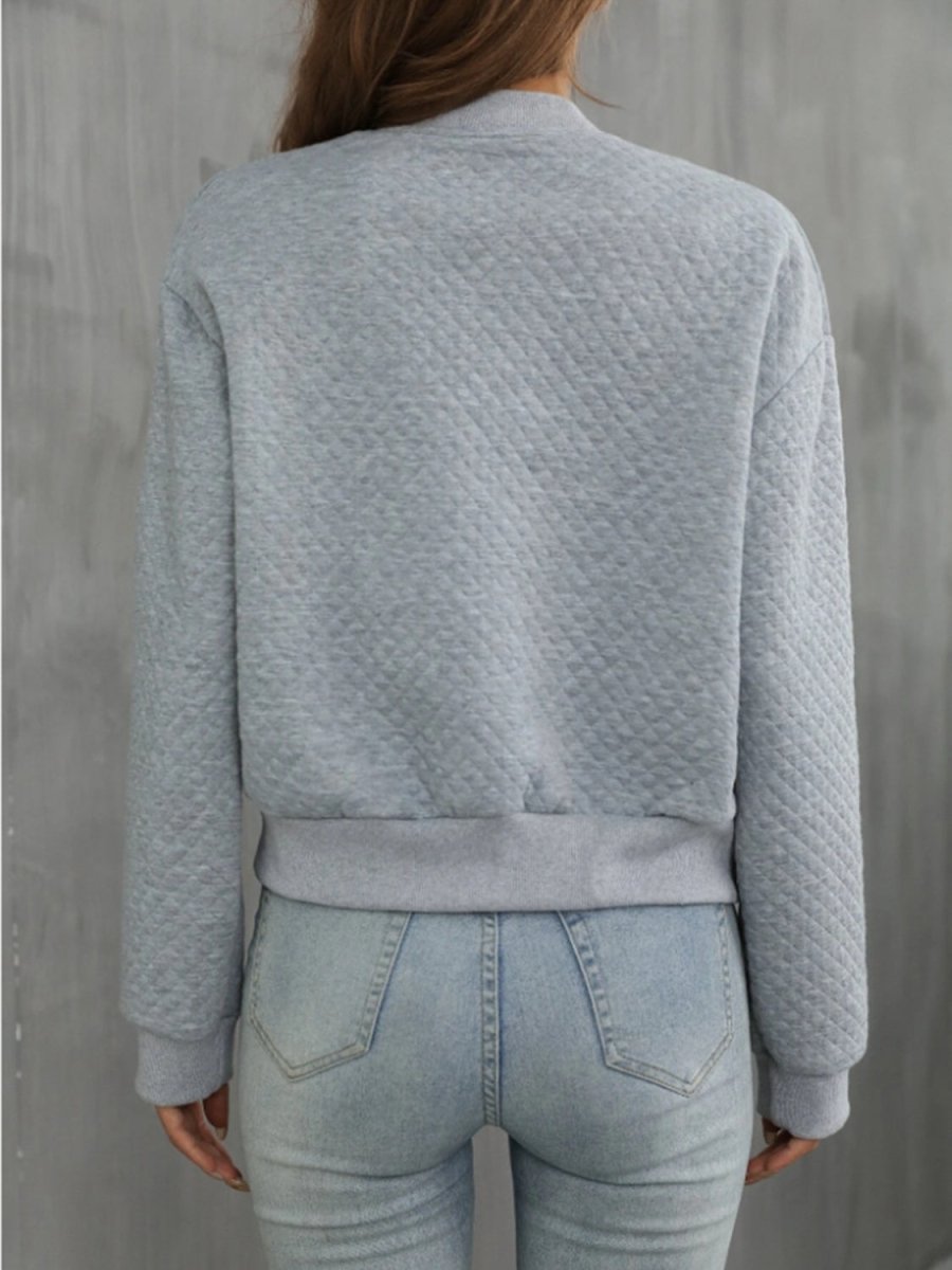 Zip Up Long Sleeve Jacket - Outerwear