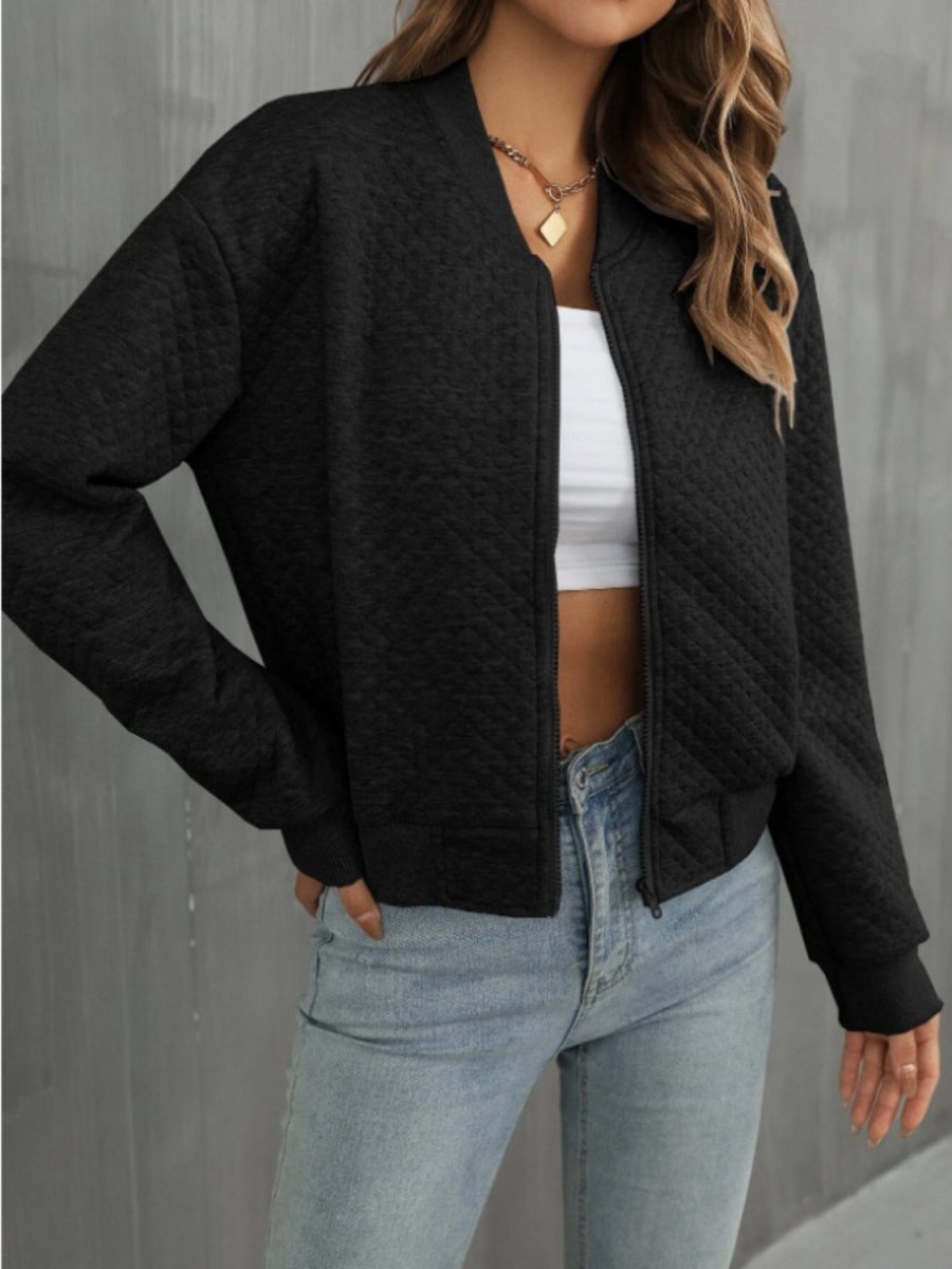Zip Up Long Sleeve Jacket - Outerwear