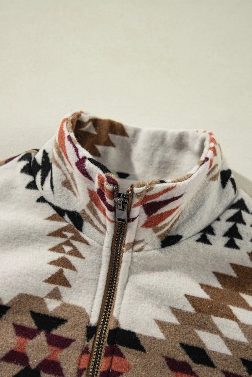 Zip Up Mock Neck Jacket - Outerwear