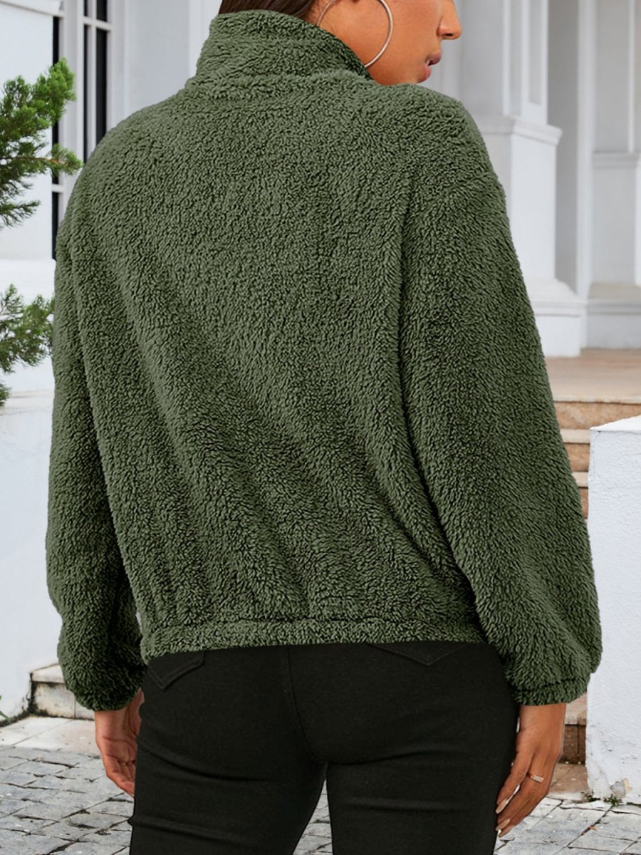 Zip Up Turtleneck Long Sleeve Jacket - Outerwear