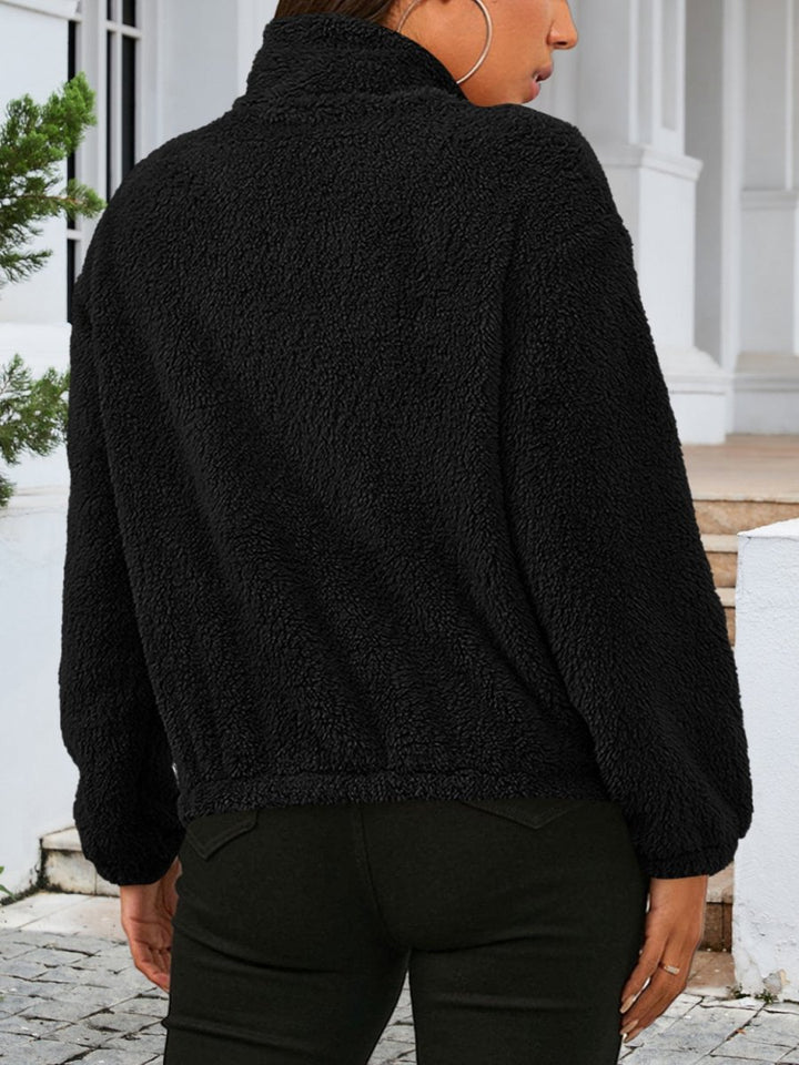 Zip Up Turtleneck Long Sleeve Jacket - Outerwear